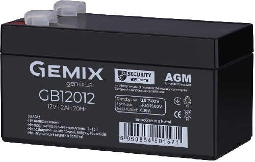 Аккумулятор для ИБП Gemix GB12012 AGM 12В, 1.2Ач (GB12012) -  .